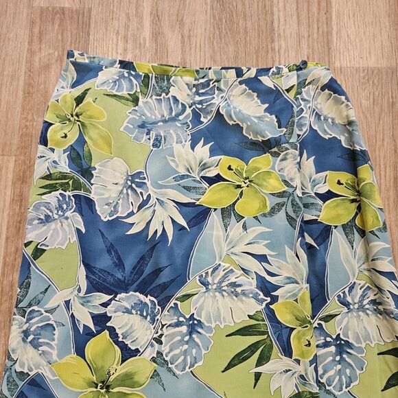 Nygard Collection Silk Skirt Womens Size 14P Floral Midi Faux Wrap Hawaiian Boho - Picture 2 of 10